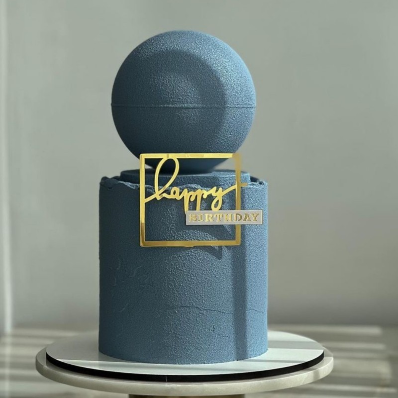 Simple Style Happy Birthday Cake Toppers Rose Gold Acrylic Side Birthday Cake Decoration Cake Topper
