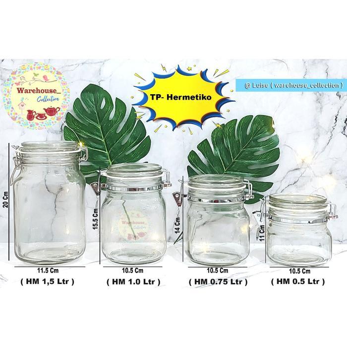 Toples Kaca Kedap Udara /Toples Hermetico 750Ml/1000Ml /Toples Kaca Tutup Kait