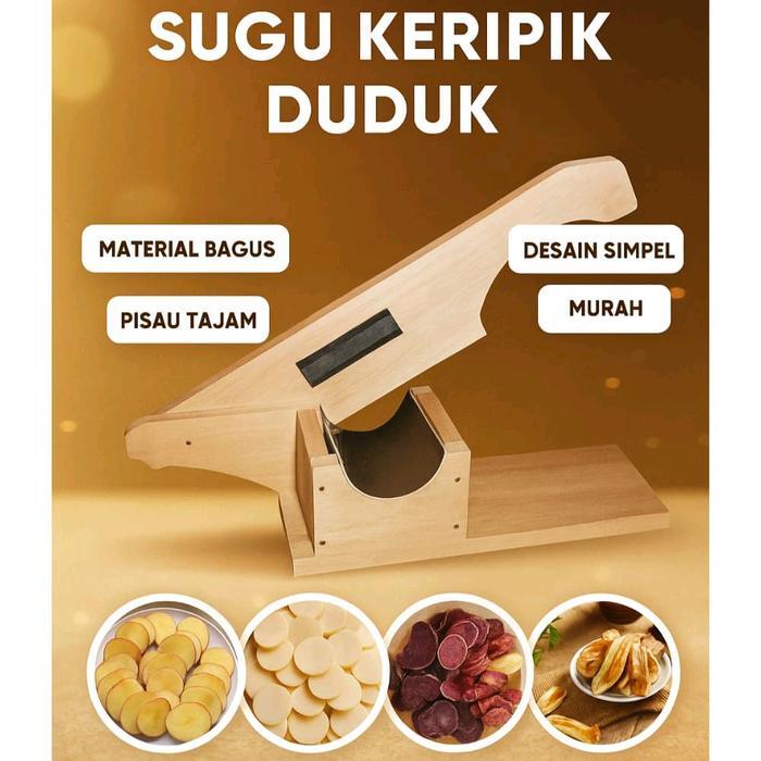 Serutan Singkong Keripik Duduk Kayu Pisau Tajam Serbaguna Cocok Usaha Keripik & Dapur Kitchenware