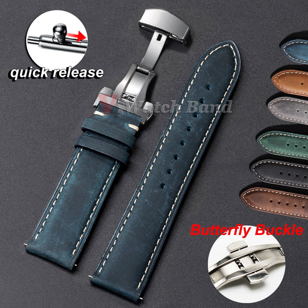 Genuine Calfskin Watchband For Omega Business Watch Band For Seiko 20/22/24Mm Butterfly Buckle