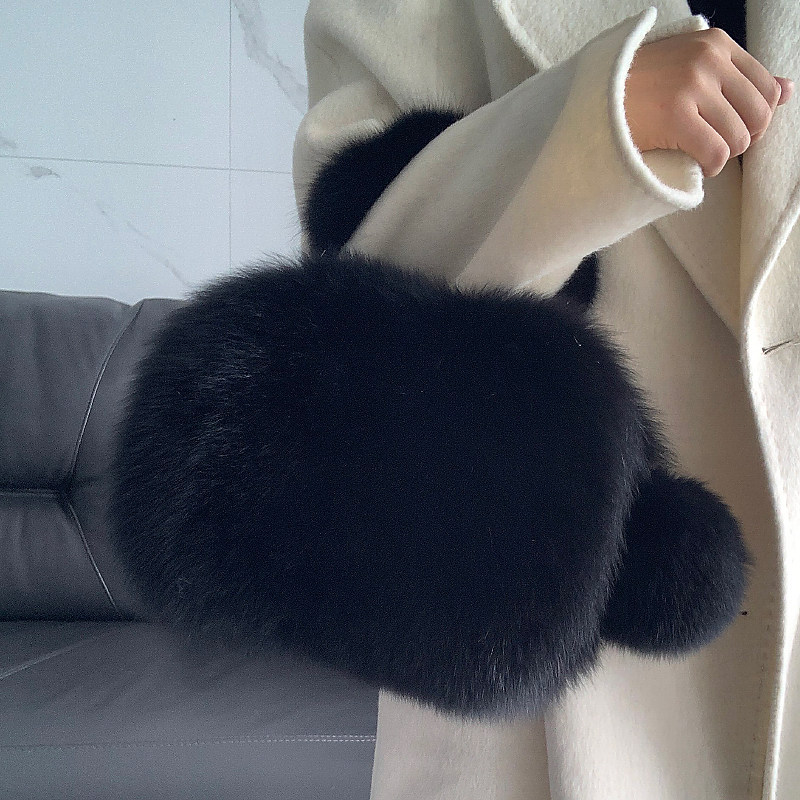 Fox Fur Bags For Woman Tote Bag Genuine Leather And Fur Luxury Bags Designers Plush Y2k Bag Handbag