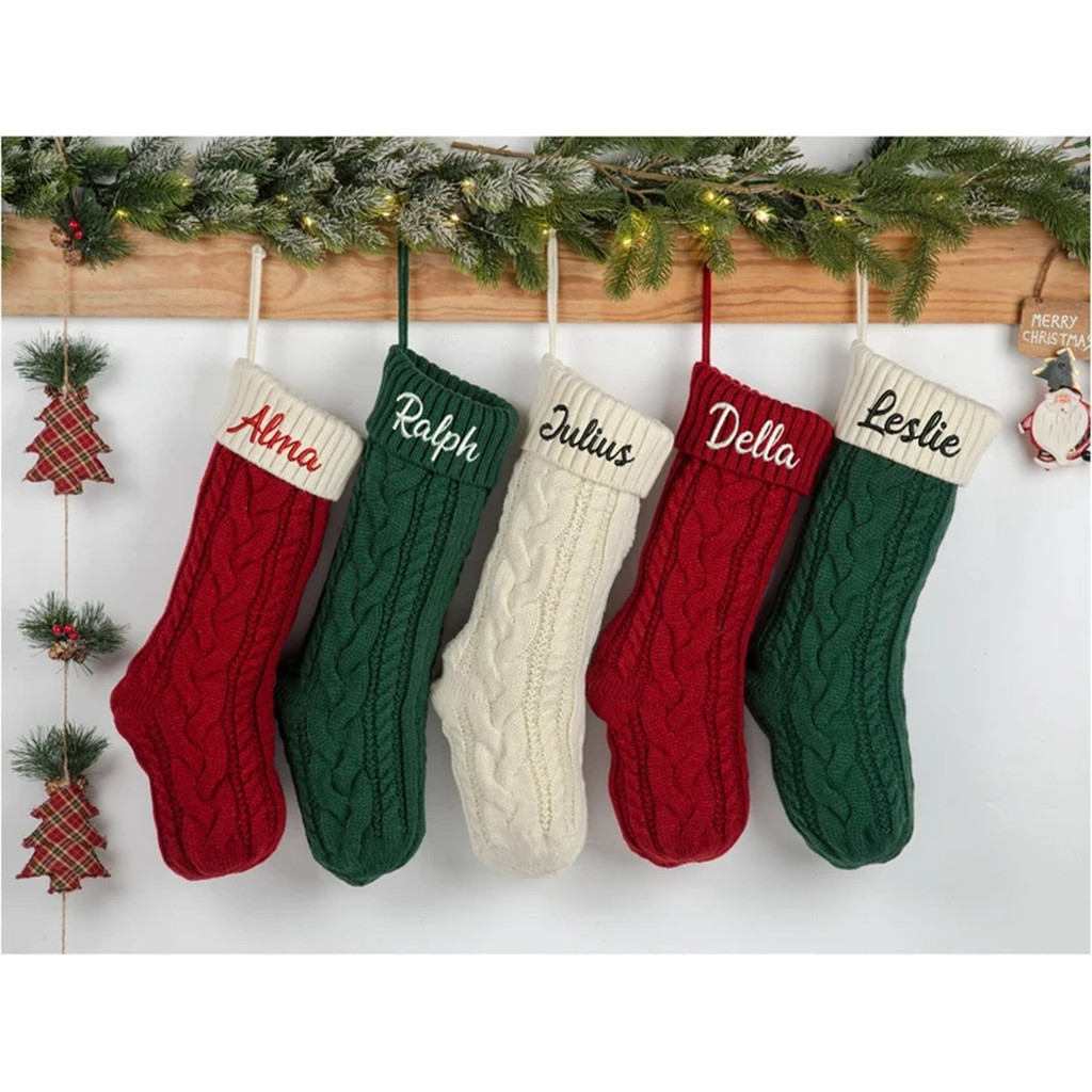 Personalized Christmas Stockings with Family Name Custom Stockings Monogram Stockings Embroidery