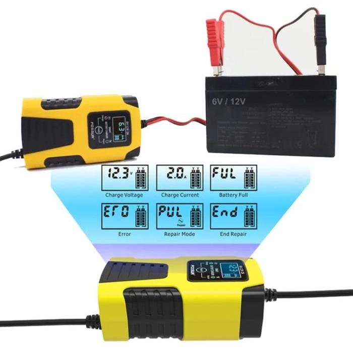 CHARGER AKI FOXSUR 6V 12V - 2A SMART BATTERY CHARGER CASS BATTERY ACCU