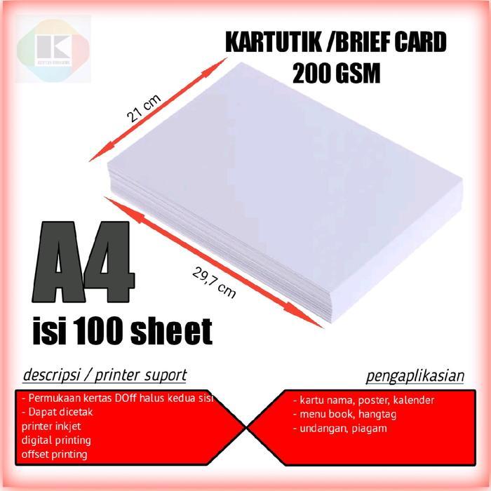 Kertas Bc 200 Gsm A4 Kertas Bc Tik A4 200 Gsm Isi 100 Lembar