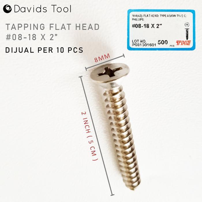 Sekrup Stainless Skrup Kayu Aluminium Tapping Flat Head