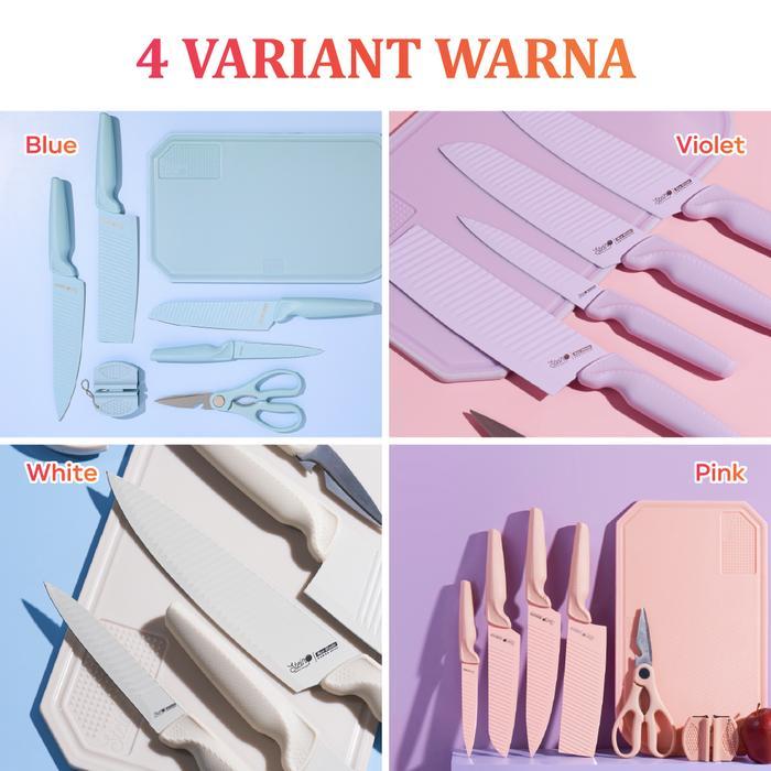 Baru Stein Cookware Neo Blade Pink [Pisau Set + Talenan Set]