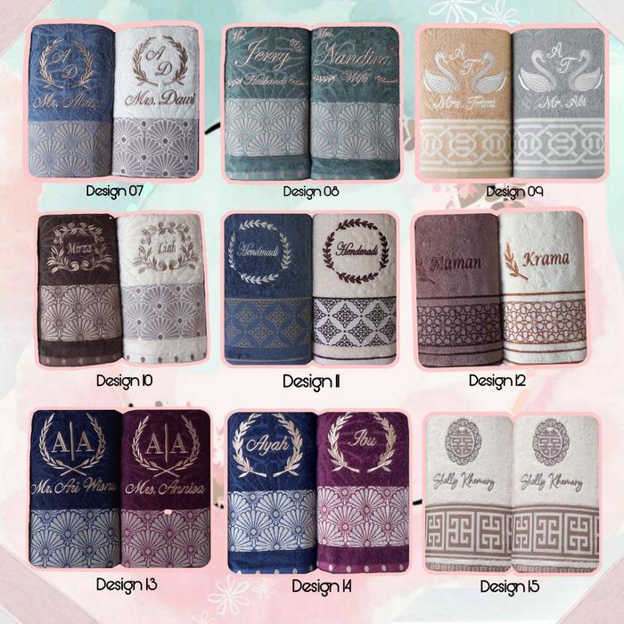 Handuk Couple Terry Palmer Motif Lunarson (Bordir Nama+Box)