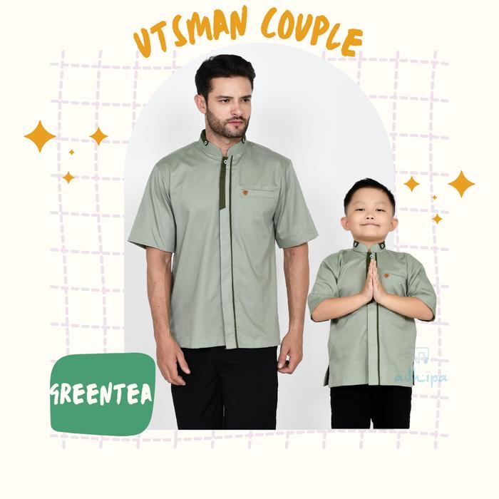 Koko Couple Green Sage Ayah dan anak lengan pendek
