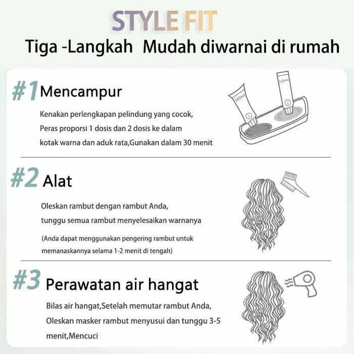 Ash Grey Pewarna Rambut Penghitam Rambut Permanen Cat Rambut Hair Color Warna Rambut Cat Rambut Ash