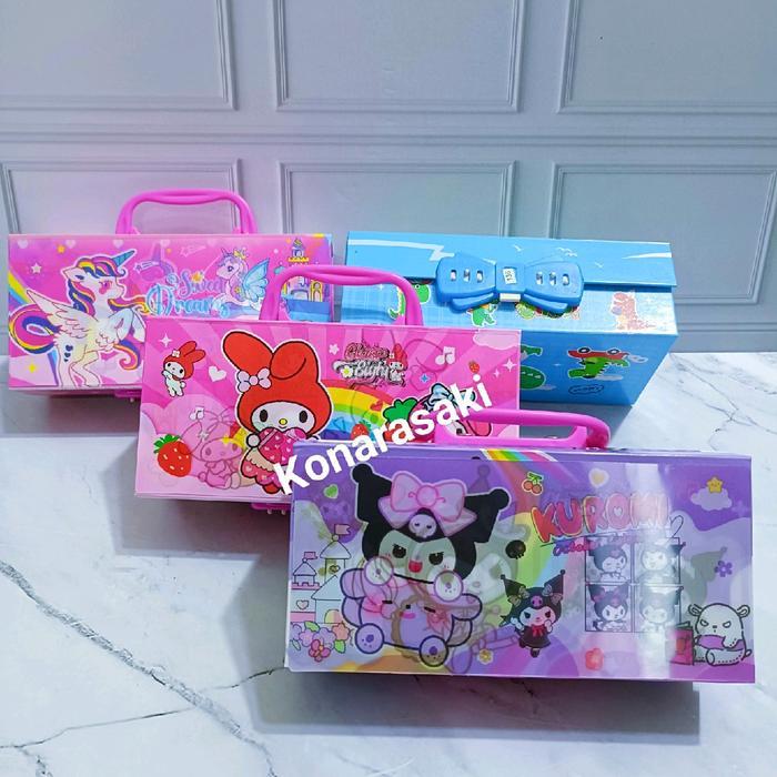 Stok Baru Kotak Pensil 3 Tingkat/ Kotak Pensil 3D/ Kotak Pensil Kode gambar cewek cowok Stationery