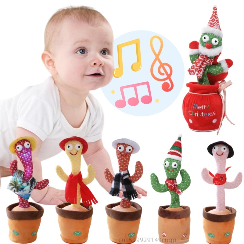 33cm Cactus Plush Toy Dancing Talking Cactus Lifelike Toy Kawaii Plush Glowing Cactus Doll