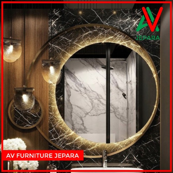 CERMIN DINDING BESAR BULAT CERMIN KAMAR MANDI BESI CERMIN LAMPU LED