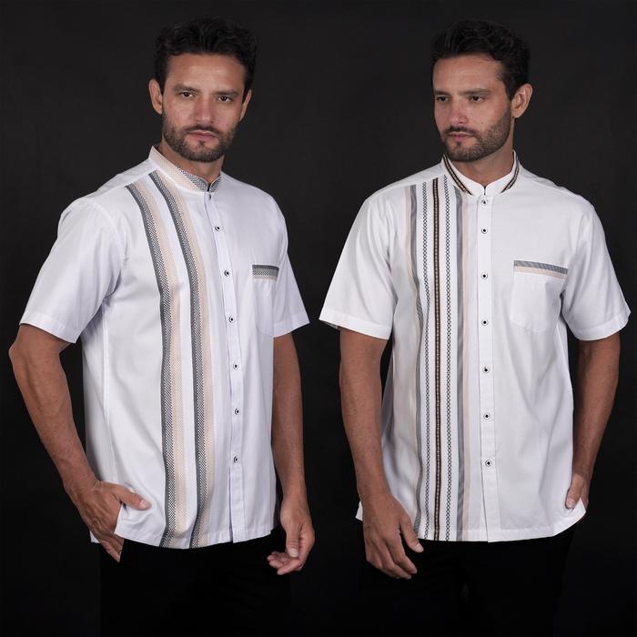 Casella Baju Koko Pria Lengan Pendek Premium Baju Koko Putih Azhar