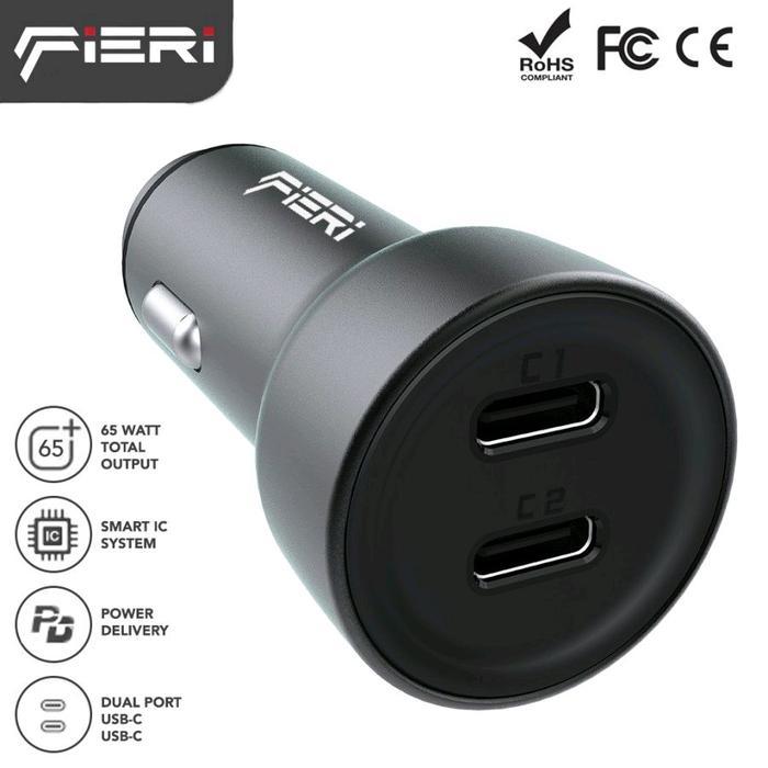 Rexus Technica - Fieri Charger Mobil D1-X Dual Type C 65 Watt Pd Qc Fast Charging