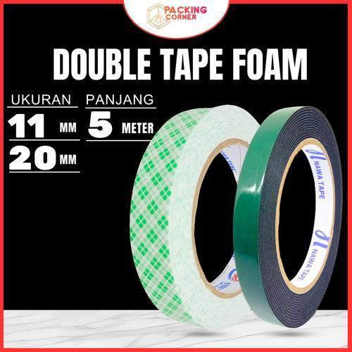 Double Tape Foam Batik Putih Hijau 1/2 1 Inch 5M Dobel Tape Perekat Busa 12MM 20MM 5 METER