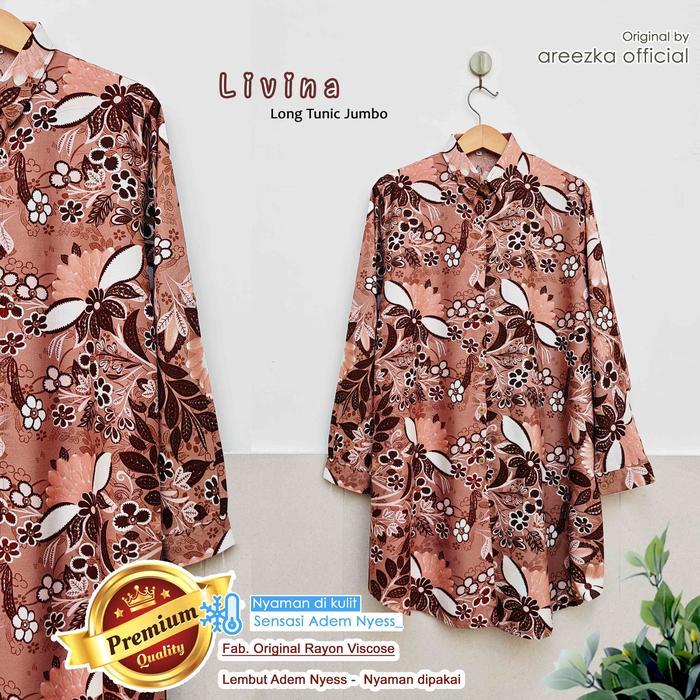 Safira New Kemeja Tunik Atasan Muslim Wanita Areezka Motif Rayon Viscose Premium Adem Nyaman