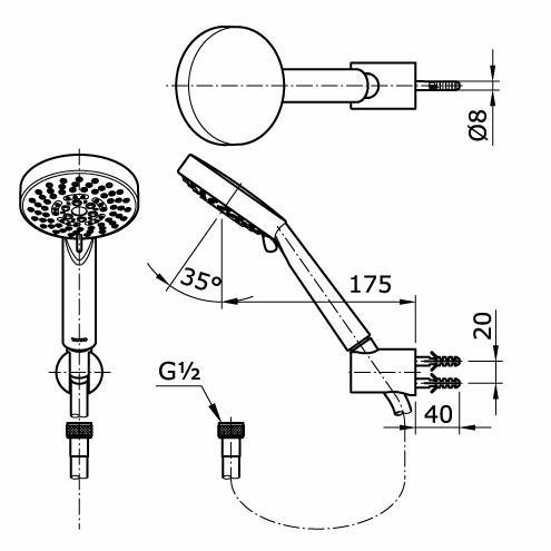Hand Shower Toto THX 118 SEN / Hand Shower Toto THX118SEN / THX118SEN