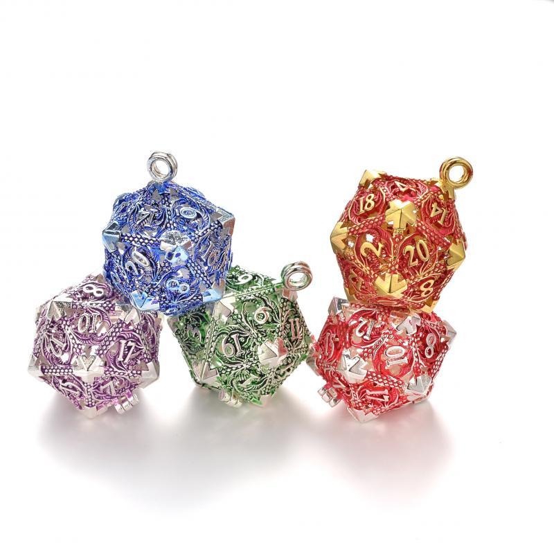 6MM Mini Metal Hollow-out Dice Pendant Set - Multi-sided Dice for Board Games