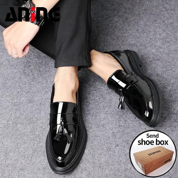 Aerostreet - Sepatu Pantofel Pria Paten Kulit Bisnis Sepatu Kerja Santai Sepatu Pengantin Pria