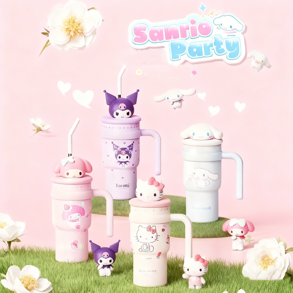 700ml Sanrio Character Insulated Bottle Hello Kitty Kuromi Cinnamoroll Water Bottle Travel Car