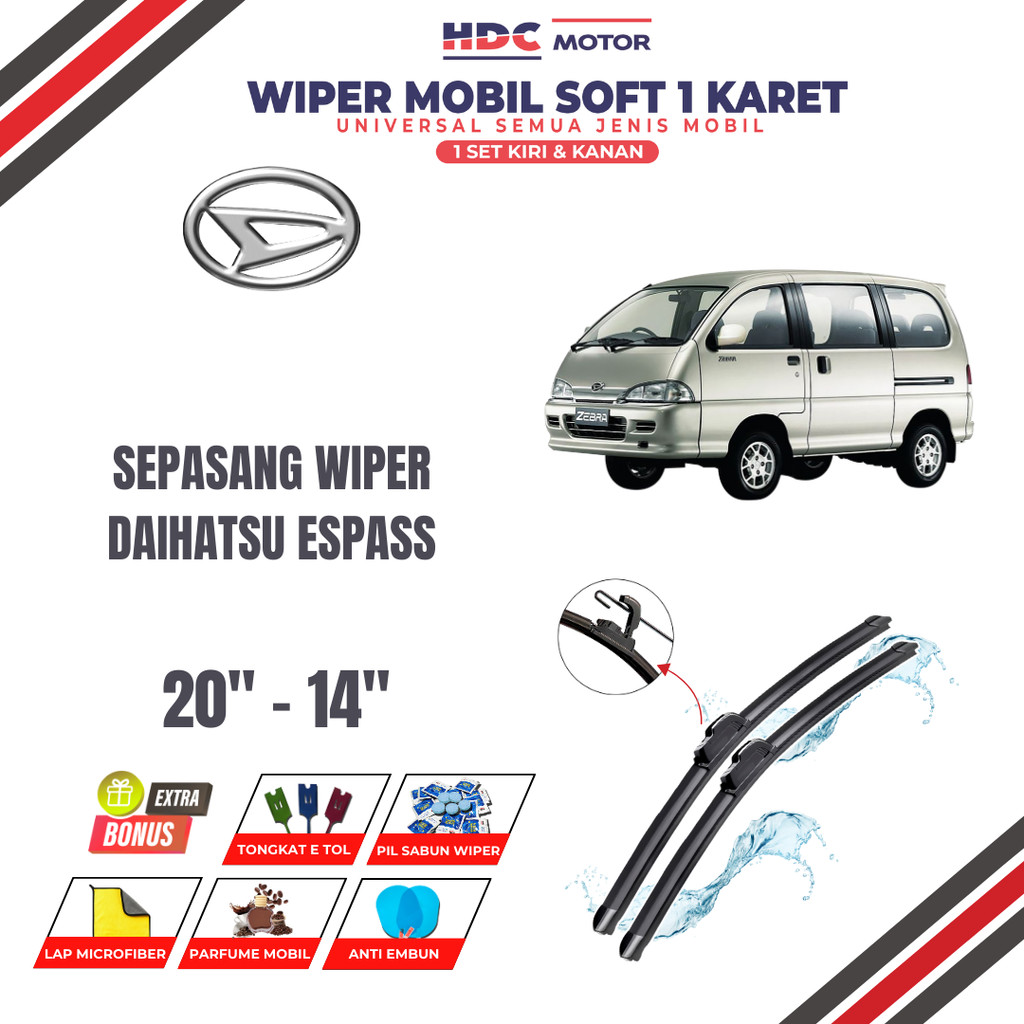 Wiper Daihatsu Espass Frameless Kaca Depan Mobil Free 5 Bonus