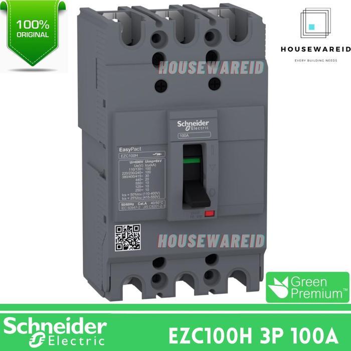Mccb 3 Phase 100 Ampere Schneider Ezc100H3100 Original / Mccb 3P 100A 30Ka Ezc100H / Breaker 3 Pole