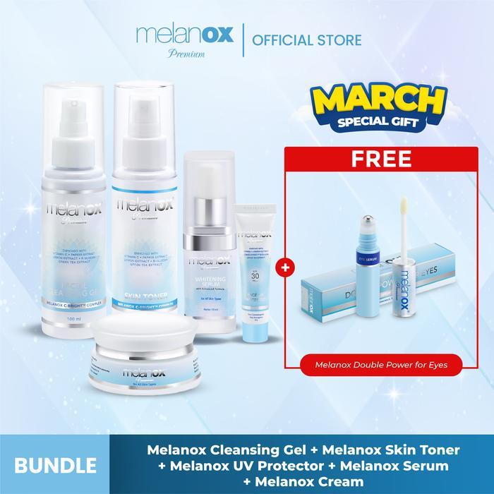 Paket Melanox Premium Serum + Melanox Premium Cream + Melanox Skin Toner + Melanox Facial Cleansing