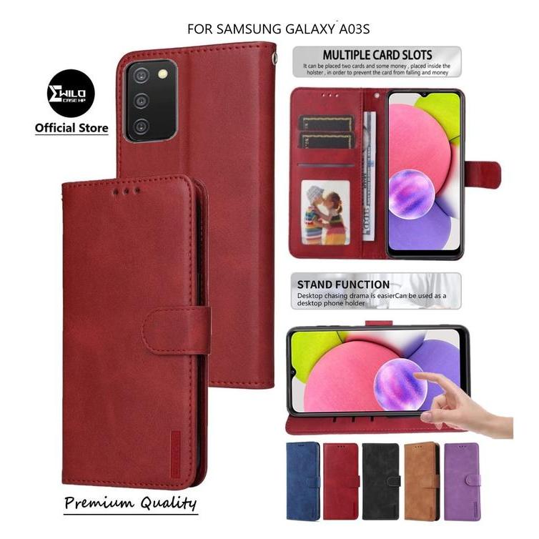 FLIP CASE UNTUK SAMSUNG GALAXY A03S FLIP LEATHER CASE PREMIUM-FLIP WALLET CASE KULIT CASING HP