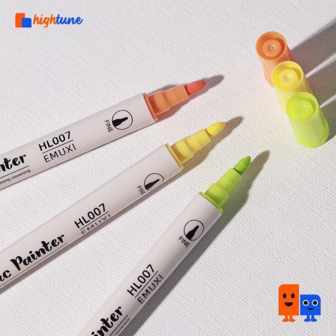 New Hightune Acrylic Marker Dual Head Watercolor Drawing Pen 12/24/36/48 Quick-Drying Spidol Akrilik