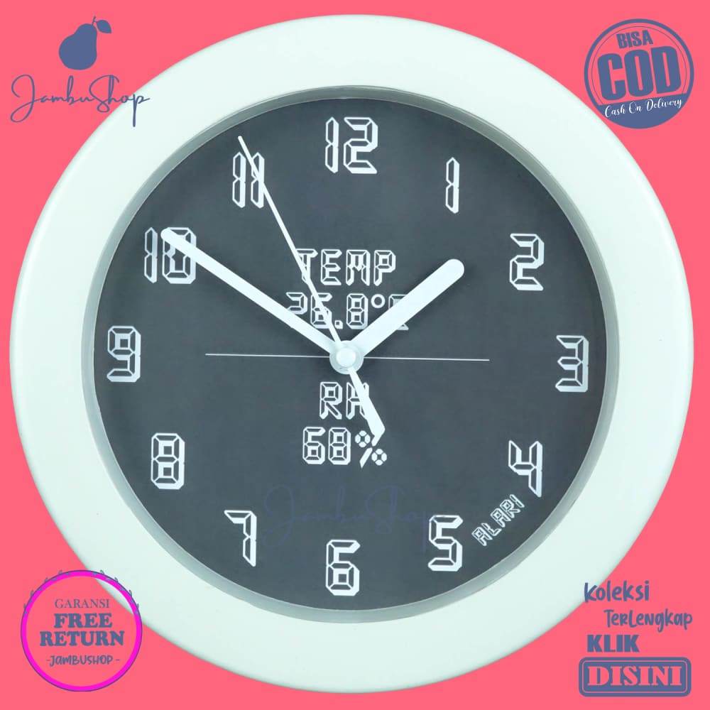 Jam Dinding Analog Alari Digital Analog Clock Minimalis Abu AL1777-805