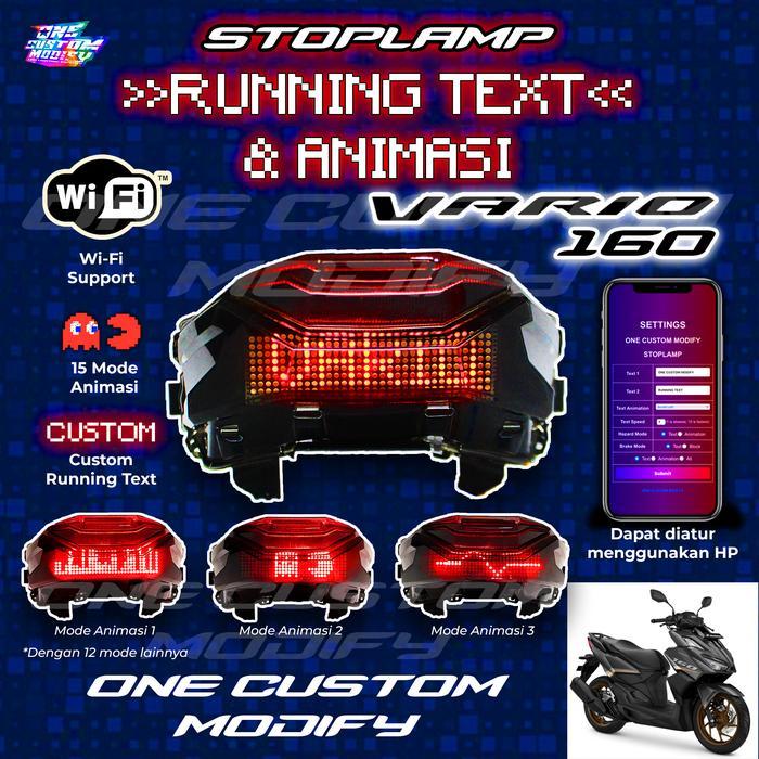 Stoplamp Running Text Animasi Vario 160 Lampu LED Rem Belakang Modifikasi Variasi Motor Vario 2022