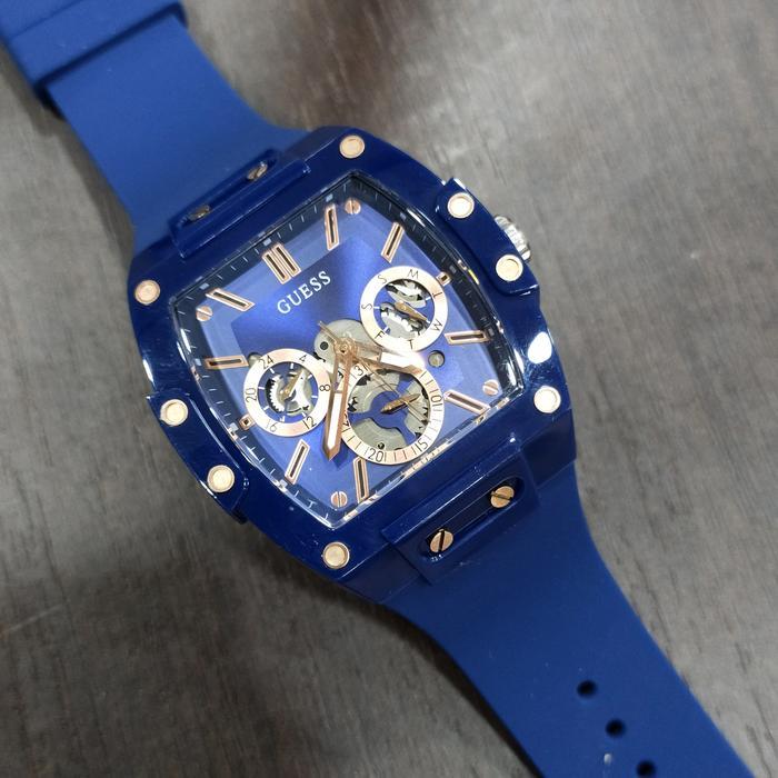 Jam Tangan Guess Original Unisex GW0203G7 Strap Rubber Navy Fullset