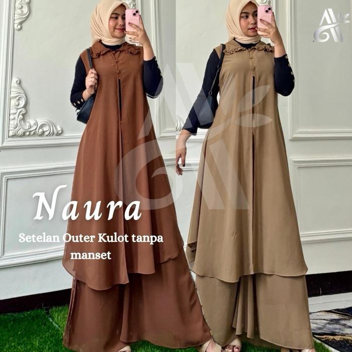 Best Seller Bisa Cod Naura One Set Tanpa Manset, Ceruty Baby Doll Higth Quality Setelan Outer Dan