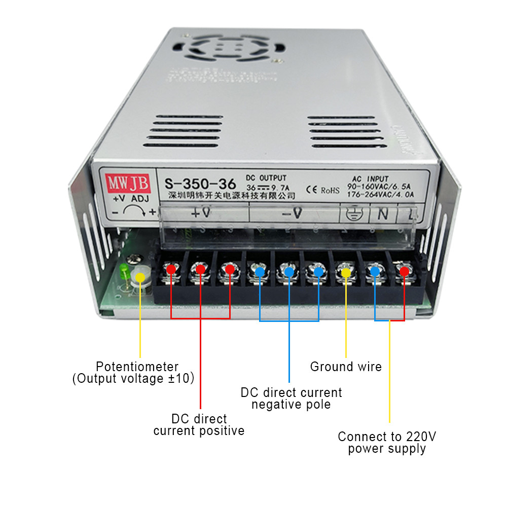 RU EU BR warehouse 350w 400w 500 watt AC Power Switch Supply AC Input 100-240V DC Output 12V 24V 36V