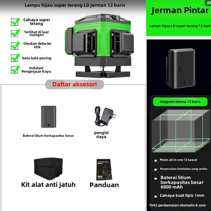 * Laser Level Bangunan Waterpass Laser Multifungsi Meteran Laser Level Hilda 4D 8Line/12Line/16Line