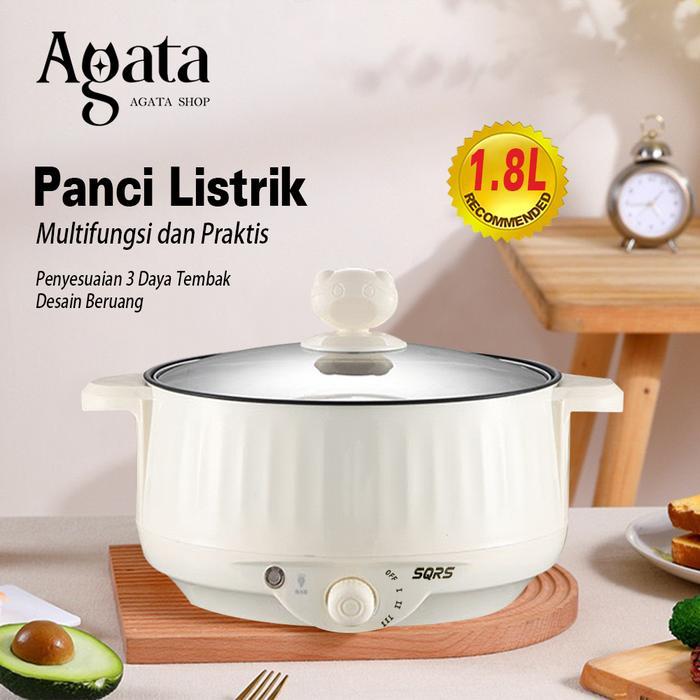 Sanken Living - Panci Listrik Multifungsi 1.8L Anti Lengket Elektrik Wajan Listrik-Desain Manik