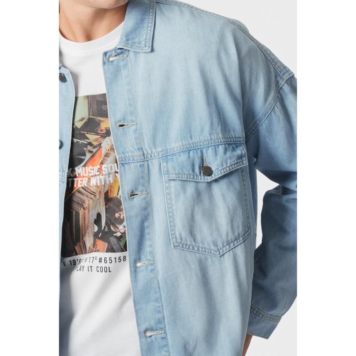 Emba Denim - David Jaket Loose Fit Bahan Denim Casual Pria Kancing