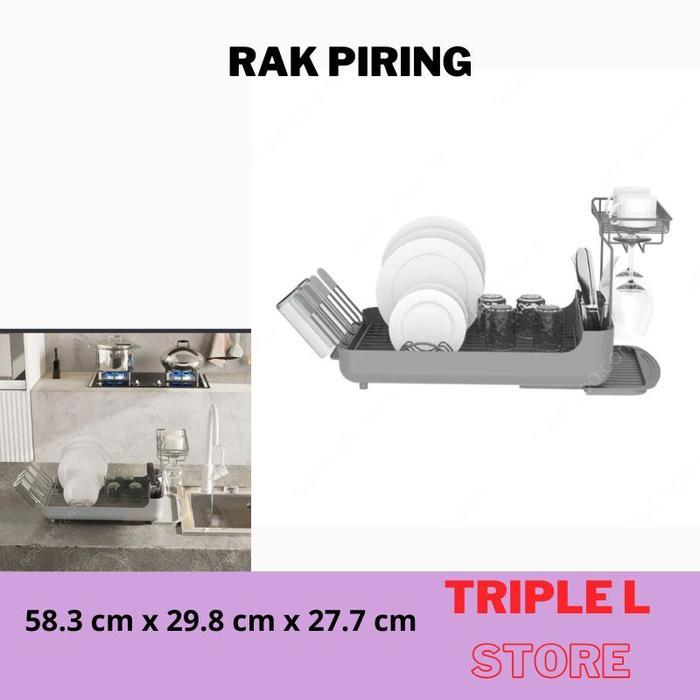 INFORMA Rak Piring Tempat Pengering Piring Gelas Sendok Abu