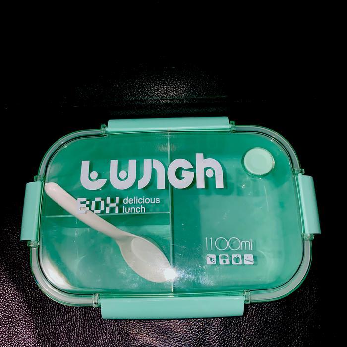 Lunch Box Delicious Lunch Transparant KOTAK MAKAN 3 SEKAT 1100ML