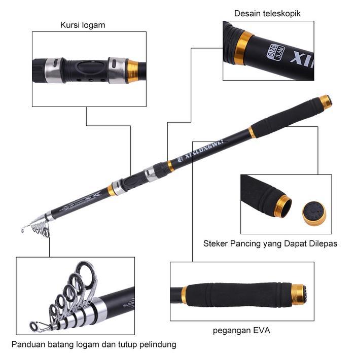 Joran Pancing Laut Antena Carbon Fiber 2.1 M 2.4 M 2.7 M 3 M 3.6 Meter Murah Berkualitas Fishing Rod