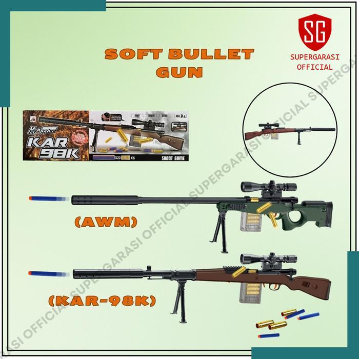 Tembakan Sniper AWM AWP shell throwing Soft bullet Mainan tembak tembakan