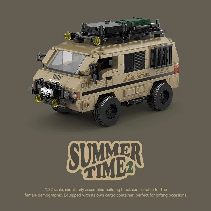 489PCS Camper Building Blocks City Passenger Truck Van Model Bricks Set With Display Box Kids