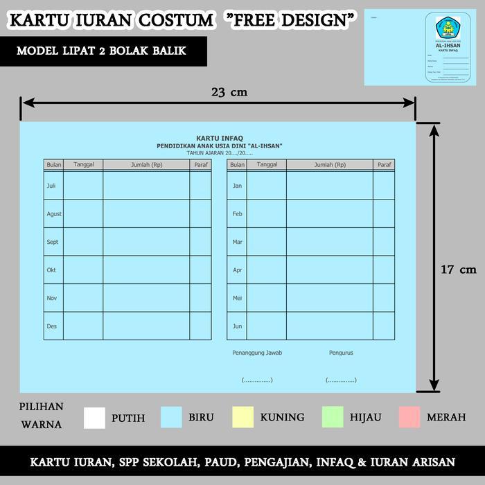 New cetak KARTU IURAN RT, Kartu SPP, Absesnsi, Kartu Iuran custom - iuran
