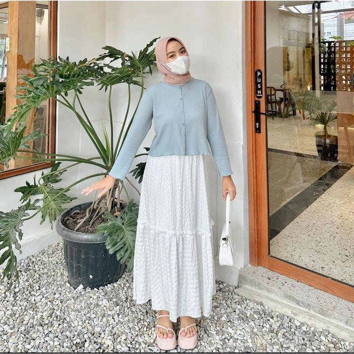 Cardigan Rajut Crop Premium Baju Wanita Casual Tebal Lembut Pendek Oversize Kardigan Polos Wafle &