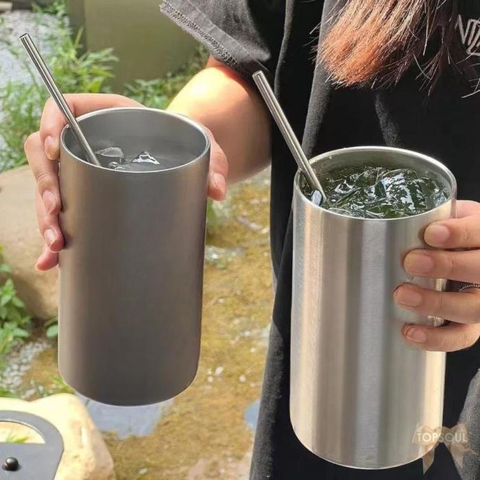 Tumbler Stainless 600ml + Sedotan Mug Gelas