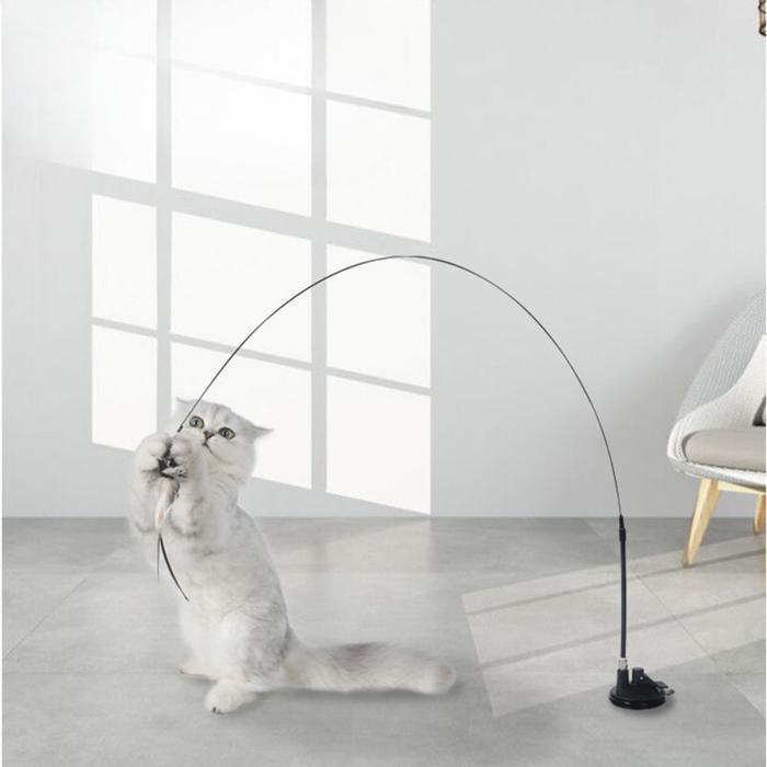 Cod - Mainan Bulu Tongkat Kucing / Mainan Menggoda Tongkat Kucing / Mainan Bulu Tongkat Fleksibel