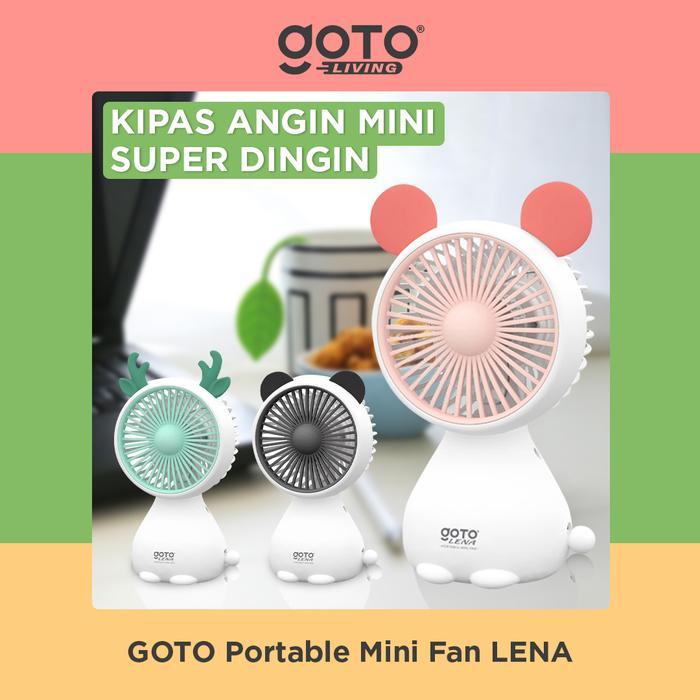 Goto [Cod] Lena Kipas Angin Kecil Karakter Mini Fan Duduk Meja Portable Usb