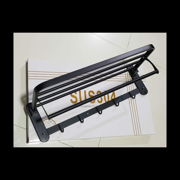 gantungan handuk hitam /gantungan baju kamar mandi