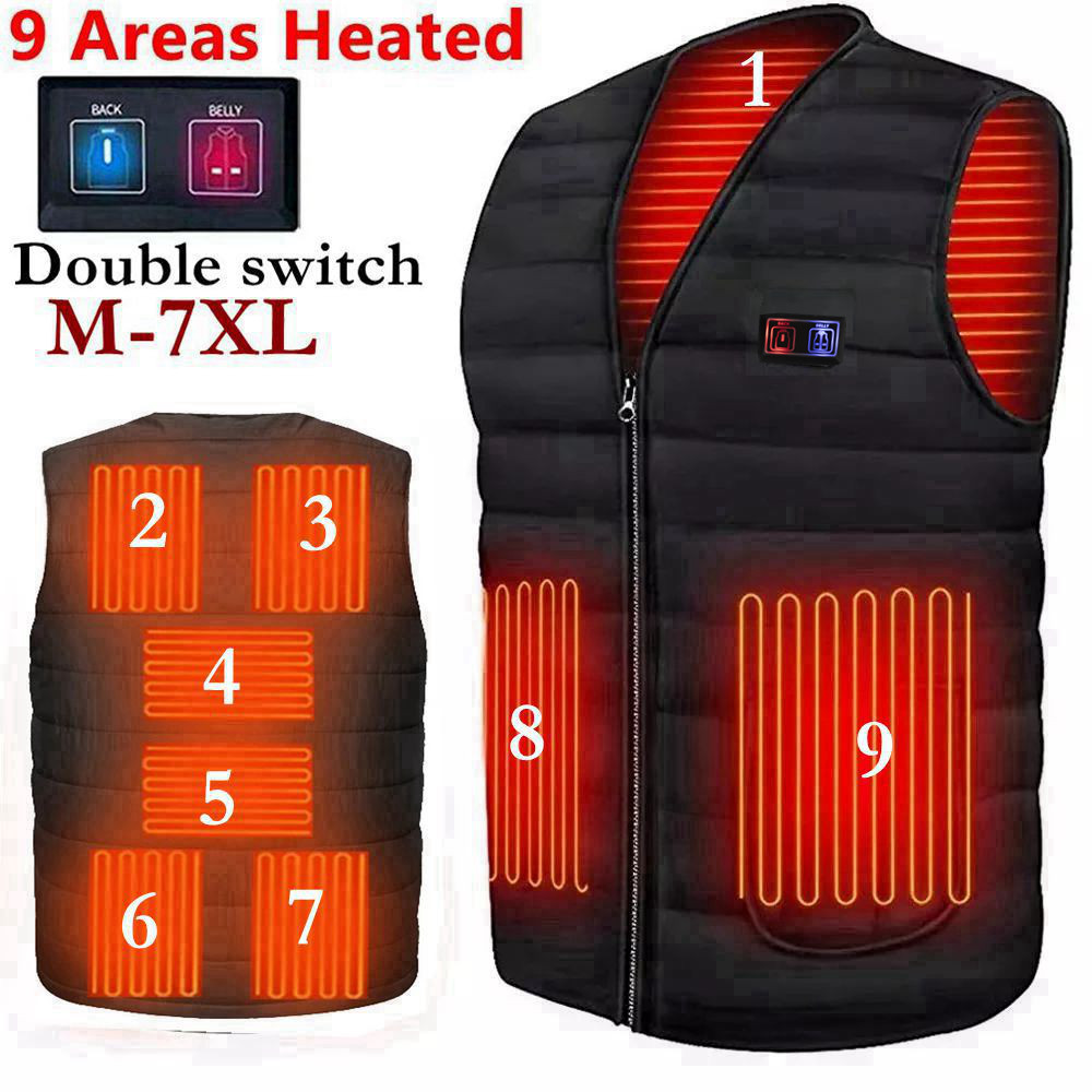 Men Motorcycle Rider Heated Vest Autumn Winter Smart Heating Cotton Vest Heated V Neck Vest Women