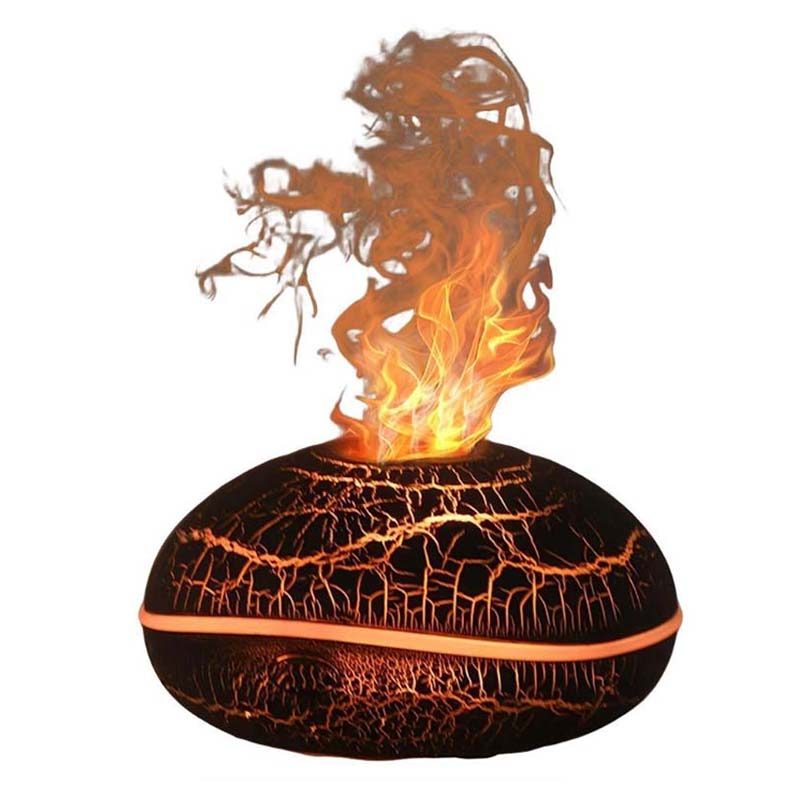 Smart Ultrasonic Professional Electric Fire Crack Volcano Scent Aroma 360 Air Humidifier Flame